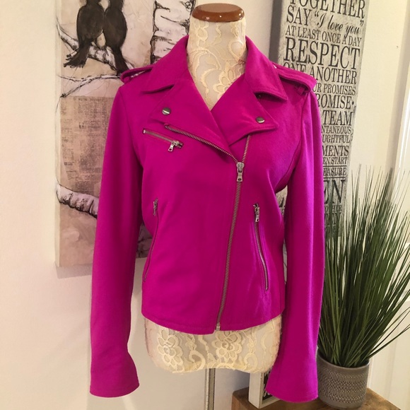 GAP Fuchsia Wool-Blend Moto Jacket - Picture 1 of 9